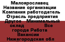 Малоярославец › Название организации ­ Компания-работодатель › Отрасль предприятия ­ Другое › Минимальный оклад ­ 28 500 - Все города Работа » Вакансии   . Нижегородская обл.,Дзержинск г.